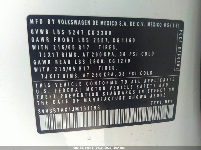 3VV3B7AX1JM161193 Volkswagen Tiguan Sel/se