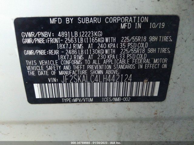 JF2SKALC4LH442124 Subaru Forester Sport