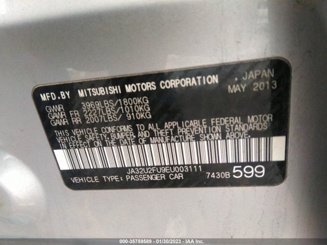 JA32U2FU9EU003111 Mitsubishi LANCER ES
