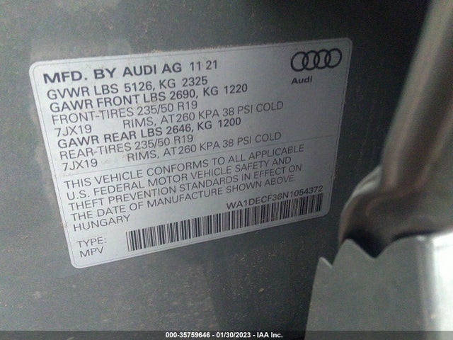 2022 Audi Q3, VIN: WA1DECF36N1054372