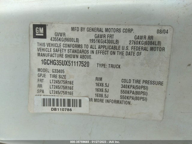 Chevrolet EXPRESS CARGO VAN 2005 1GCHG35UX51117520 Image 10