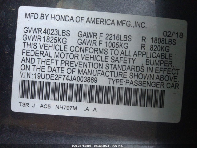 Acura Ilx W 2018 19UDE2F74JA003869 Image 9