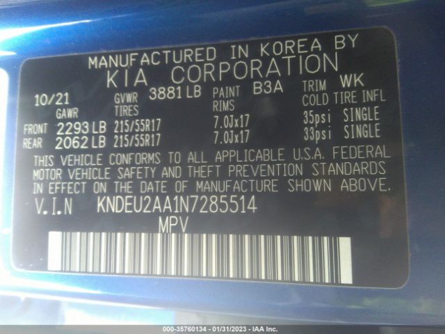 KNDEU2AA1N7285514 KIA SELTOS S