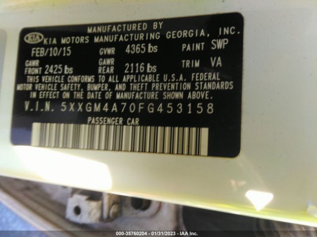 5XXGM4A70FG453158 KIA Optima Lx