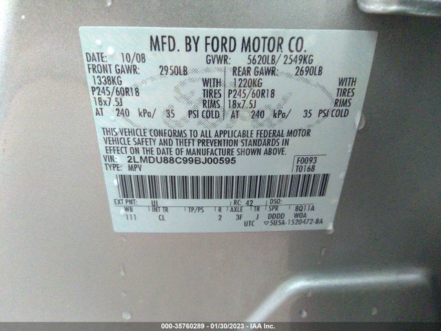 Lincoln MKX 2009 2LMDU88C99BJ00595 Image 10