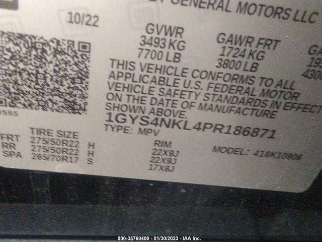 2023 Cadillac Escalade, VIN: 1GYS4NKL4PR186871