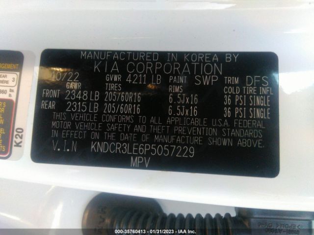 KNDCR3LE6P5057229 KIA NIRO EX