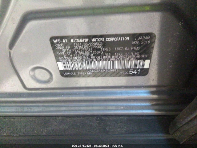 JA4AZ3A33KZ026878 Mitsubishi Outlander Es/se/sel/le
