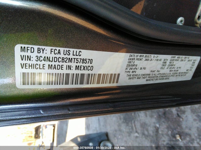 2021 Jeep Compass, VIN: 3C4NJDCB2MT578570