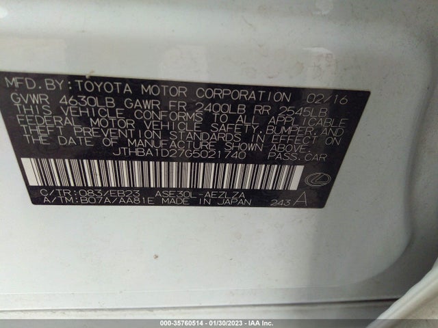 JTHBA1D27G5021740 Lexus IS 200T