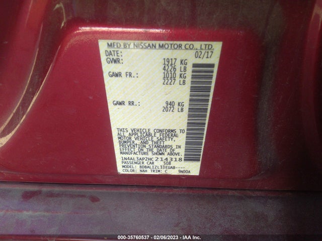 Nissan Altima 2.5 Sv 2017 1N4AL3AP2HC214318 Image 9