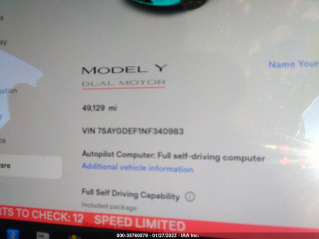 7SAYGDEF1NF340983 Tesla Model Y