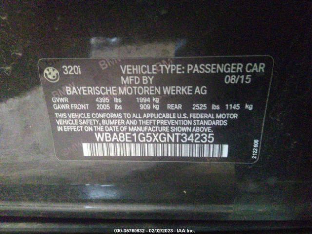 WBA8E1G5XGNT34235 BMW 3 Series 320i