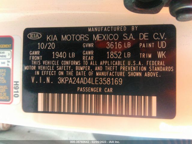 3KPA24AD4LE358169 KIA RIO LX