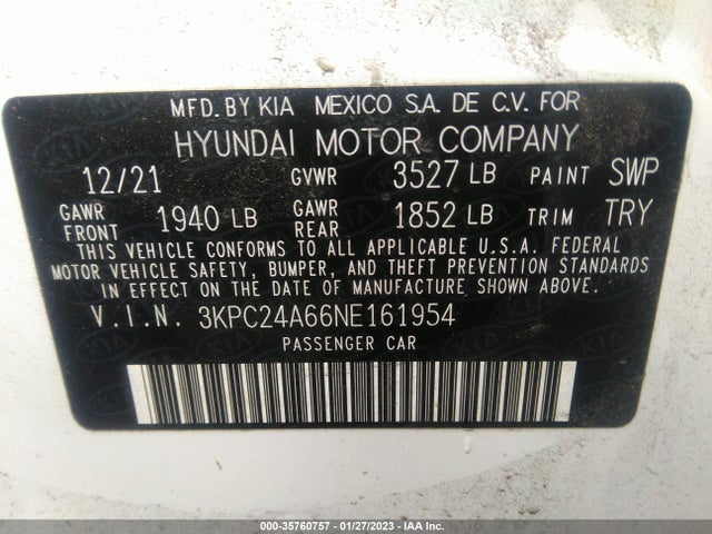 Hyundai ACCENT SE 2022 3KPC24A66NE161954 Image 9