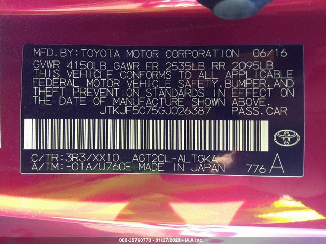 2016 Scion TC, VIN: JTKJF5C75GJ026387