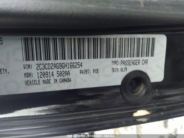 2016 Dodge Challenger, VIN: 2C3CDZAG9GH166254