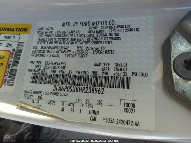 Ford Fusion Energi Titanium/platinum 2017 3FA6P0SU8HR238962 Image 9