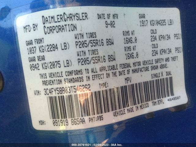 Chrysler Pt Cruiser 2003 3C4FY58B03T546262 Image 11