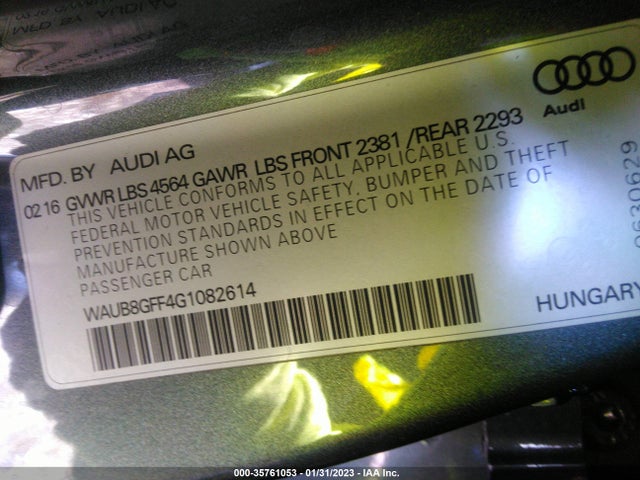 WAUB8GFF4G1082614 Audi A3 2.0t Premium