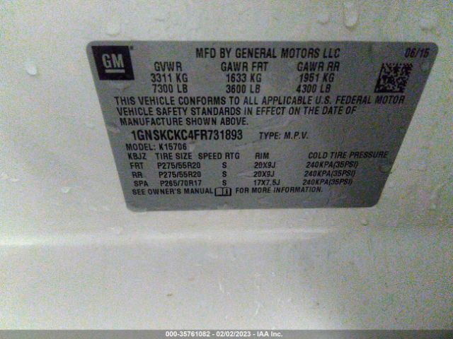 1GNSKCKC4FR731893 Chevrolet Tahoe Ltz
