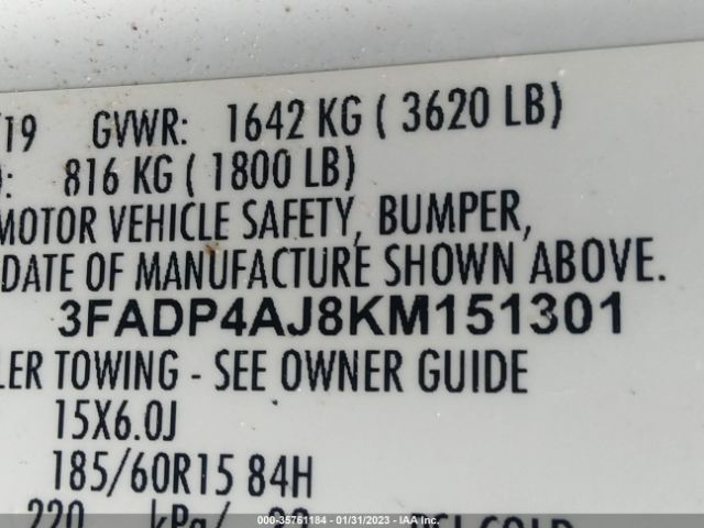 3FADP4AJ8KM151301 Ford FIESTA S