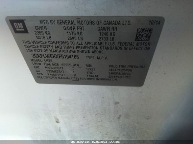 2GKFLWEKXF6194166 GMC Terrain Sle