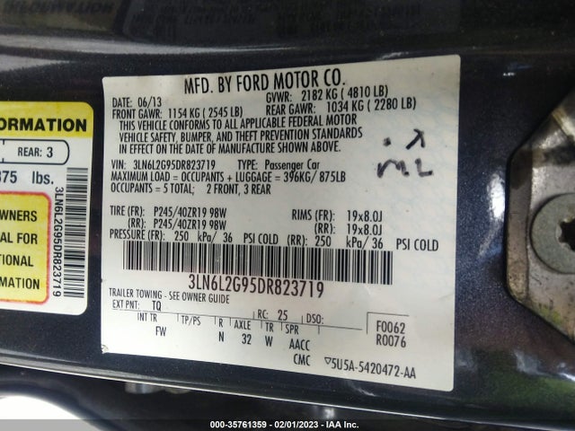 Lincoln MKZ 2013 3LN6L2G95DR823719 Image 10