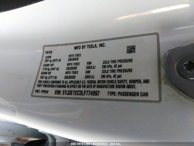 Tesla Model 3 Performance 2020 5YJ3E1EC3LF774997 Image 9
