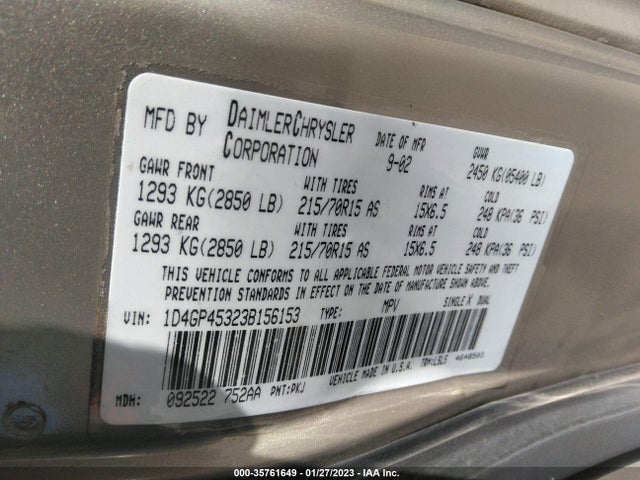Dodge Caravan Sport 2003 1D4GP45323B156153 Image 10