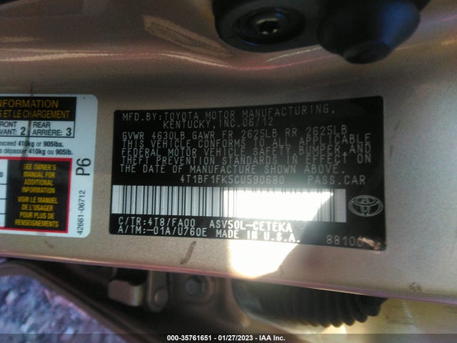 Toyota CAMRY SE 2012 4T1BF1FK5CU590680 Image 10