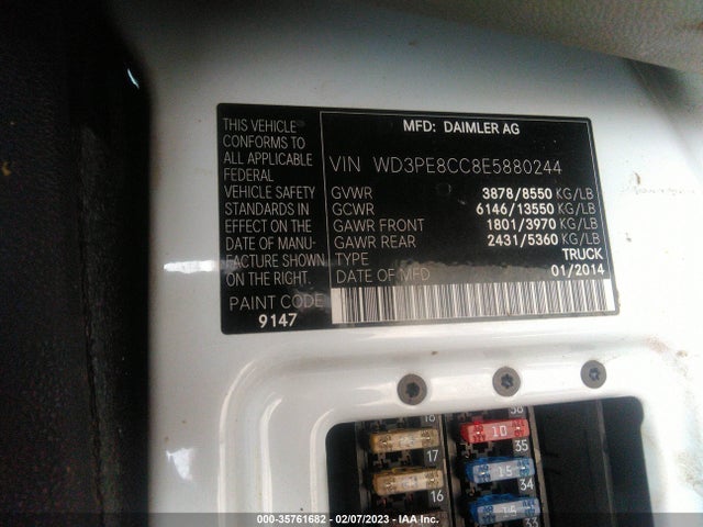 2014 MERCEDES-BENZ SPRINTER CARGO VANS VIN: WD3PE8CC8E5880244