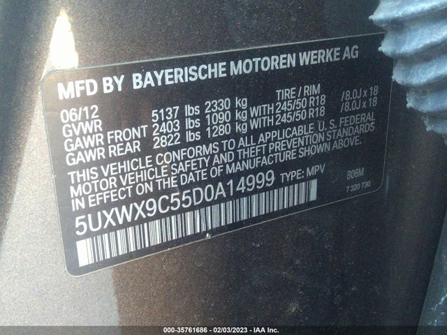 BMW X3 Xdrive28i 2013 5UXWX9C55D0A14999 Image 9