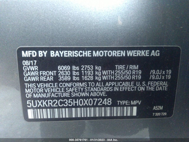 BMW X5 Sdrive35i 2017 5UXKR2C35H0X07248 Image 10