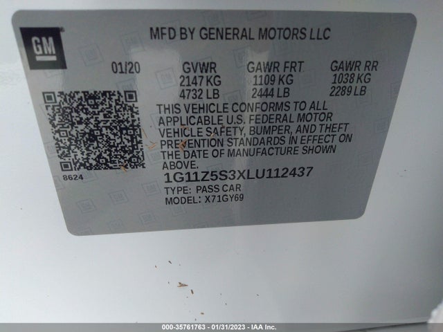 Chevrolet IMPALA LT 2020 1G11Z5S3XLU112437 Image 9