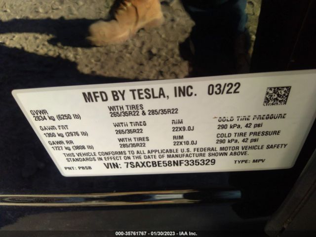 7SAXCBE58NF335329 Tesla MODEL X