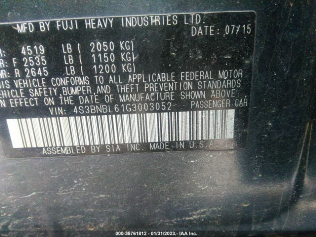 4S3BNBL61G3003052 Subaru Legacy