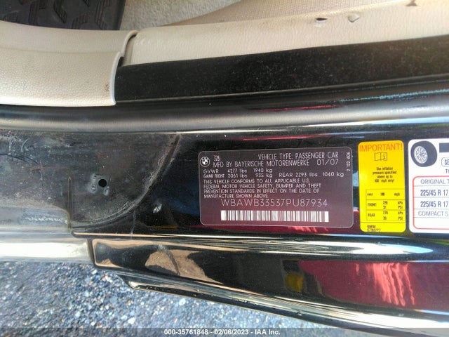 BMW 3 Series 328i 2007 WBAWB33537PU87934 Image 10