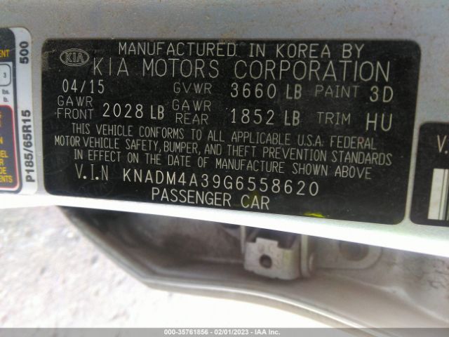 KNADM4A39G6558620 KIA RIO LX
