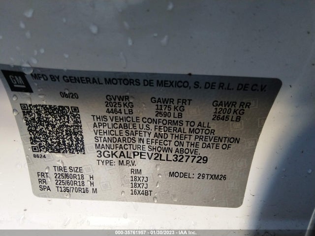 2020 GMC TERRAIN SLT VIN: 3GKALPEV2LL327729