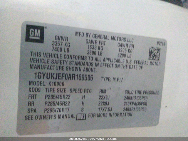 Cadillac Escalade Esv Premium 2010 1GYUKJEF0AR169506 Image 10
