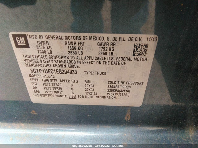 GMC Sierra 1500 Sle 2014 3GTP1UEC1EG294033 Image 9