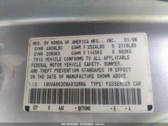 Acura TL 2008 19UUA66208A032884 Image 10