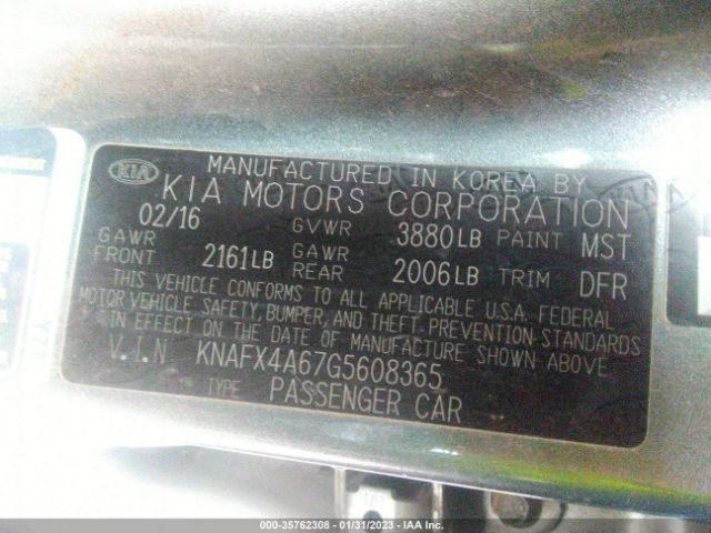 KNAFX4A67G5608365 KIA FORTE LX