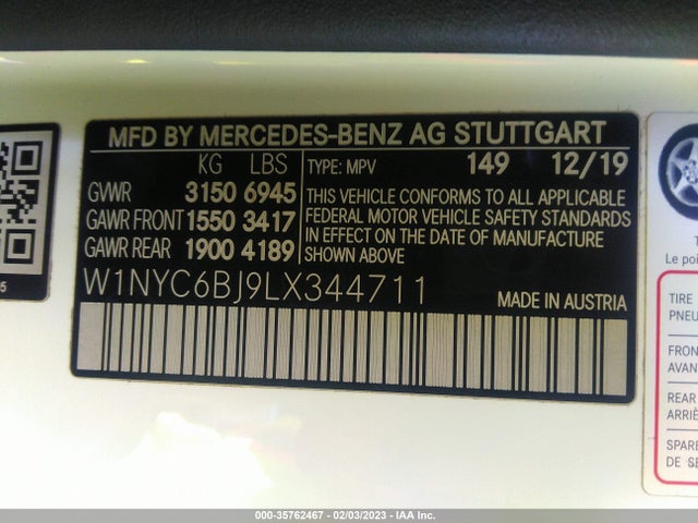 2020 Mercedes-Benz G-Class, VIN: W1NYC6BJ9LX344711