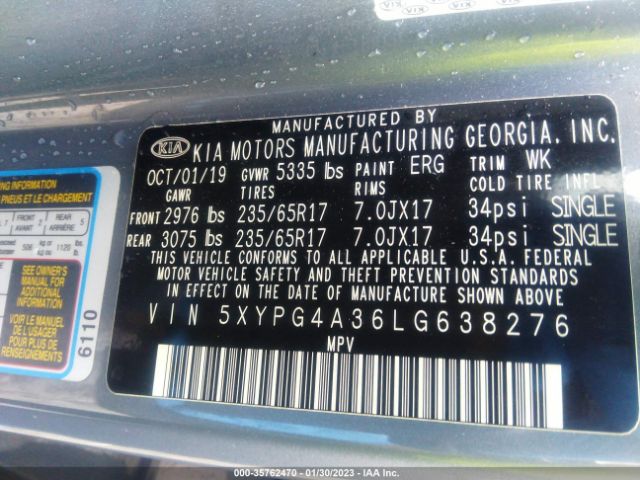 5XYPG4A36LG638276 KIA SORENTO L
