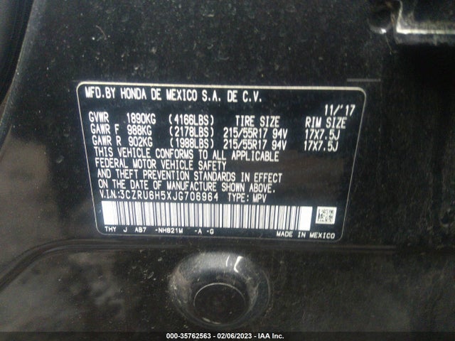 Honda HR-V EX 2018 3CZRU6H5XJG706964 Image 9