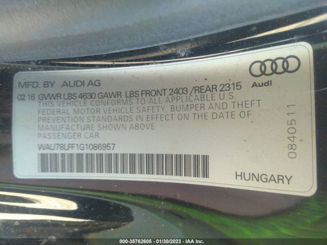 WAU78LFF1G1086957 Audi A3 2.0t Premium