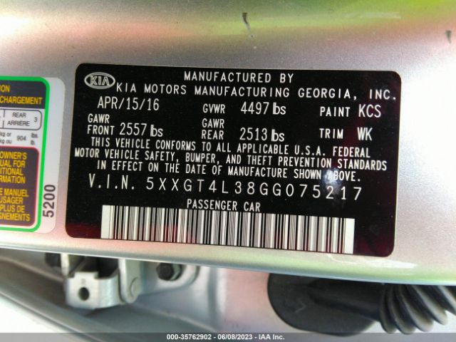 5XXGT4L38GG075217 KIA Optima Lx