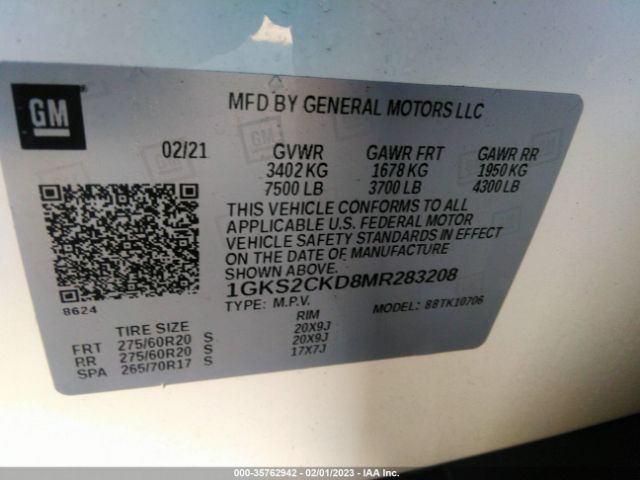 1GKS2CKD8MR283208 GMC Yukon At4